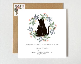 First Mother’s Day Cat and Kitten Card Personalised | Cute Cat Card | Cat Lover Happy Mother's Day Card | New Mum Mother's Day Card