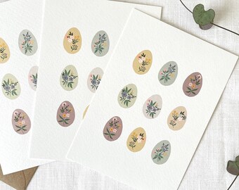 Pack of 3 Easter Cards | Happy Easter Card | Pretty Easter Egg Card | Pretty Painted Floral Egg | Spring Floral Card