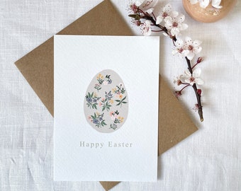 Lilac Floral Easter Egg Card | Happy Easter Card | Pretty Easter Egg Card | Pretty Painted Floral Egg | Spring Floral Card