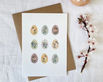 Happy Easter Card | Floral Mini Easter Egg Card | Pretty Easter Egg Card | Pretty Painted Floral Egg | Spring Floral Card