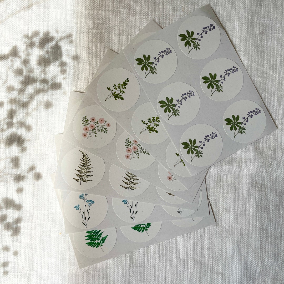 30mm Botanical Stickers Flowers and Leaves 36 Pieces - Etsy