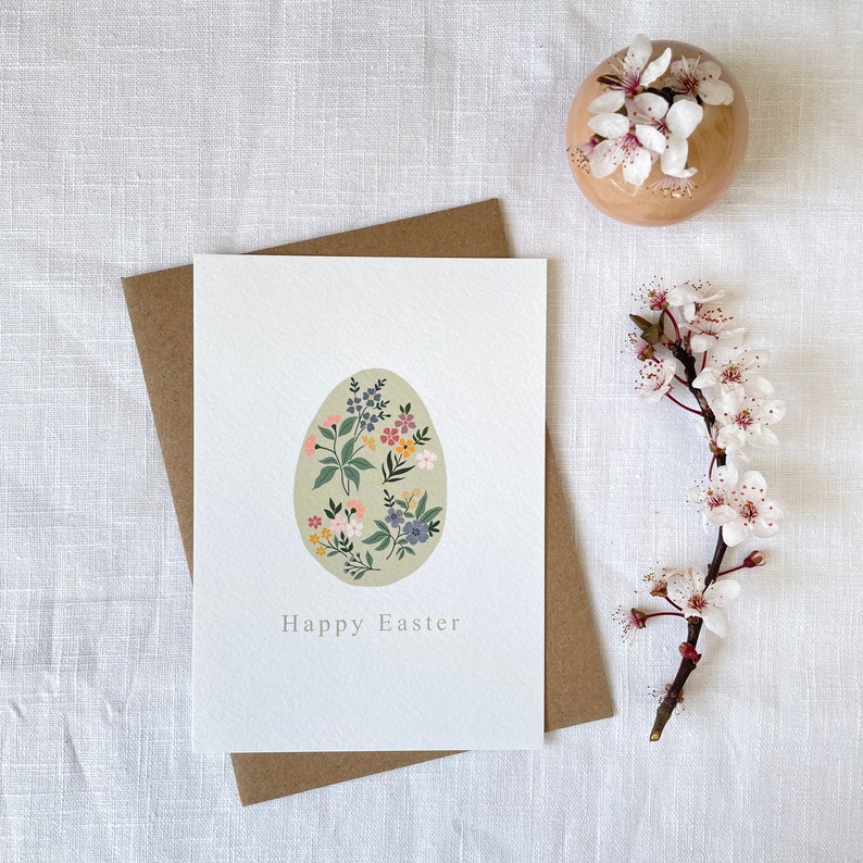 Pack of 3 Easter Cards Happy Easter Card Pretty Easter Egg Card Pretty Painted Floral Egg Spring Floral Card image 7