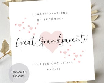 New Great Grandparents card, Personalised Congratulations on Becoming a Great Grandparent Card