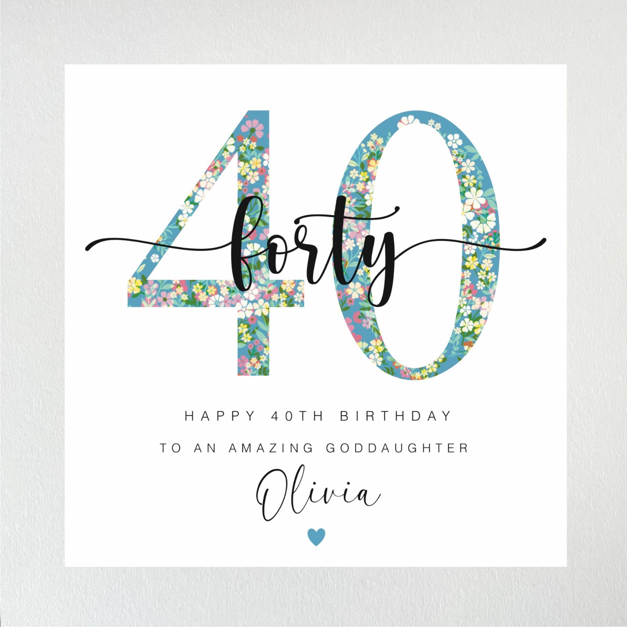 Personalized 40th Birthday Card: Floral Fabric Design - Etsy