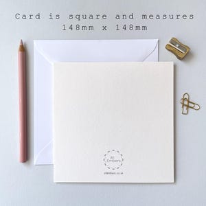May include: Blank white card with a small circle logo that says "All Embers" and the website "allembers.co.uk". The card is square and measures 148mm x 148mm.