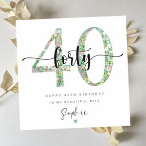 Personalized 40th Birthday Card: Floral Fabric Design