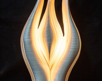 Lamp made of wood light sculpture Phoenix