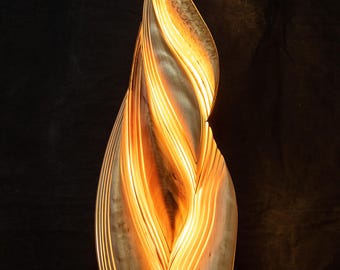 Ablaze Wood Light Sculpture Alder Birch Yew Table Lamp Design