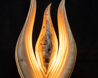 Phoenix Wood Sculpture Lamp Alder Poplar Burr Accent Light
