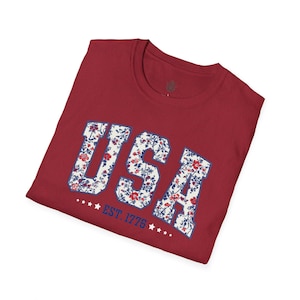 Floral USA Est 1776 shirt, Floral USA, 4th of July shirt, Independence Day, Memorial Day shirt, Patriotic Women shirt, Floral patriotic image 6