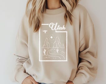 Bluza z okrągłym dekoltem Utah, Bluza Utah, Odzież na wycieczkę do Utah, Park City Utah, Pamiątki z Utah, Prezent z Utah, Moab Utah, Park Narodowy Zions