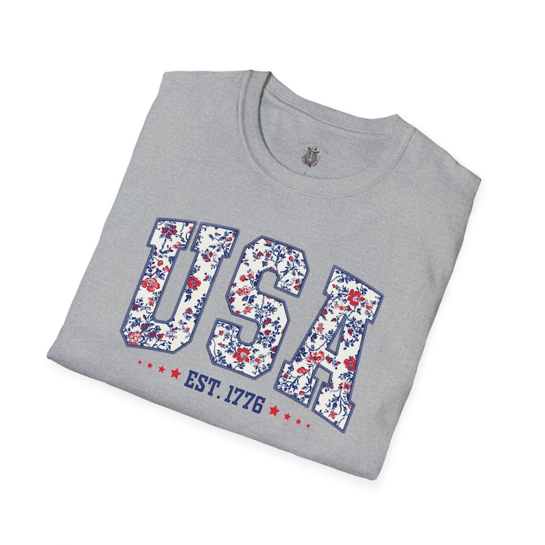 Floral USA Est 1776 shirt, Floral USA, 4th of July shirt, Independence Day, Memorial Day shirt, Patriotic Women shirt, Floral patriotic image 4