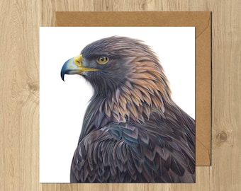 Golden Eagle Bird of Prey Animal Artist Greeting Card | Dad Grandad Bird Lover Birthday Card