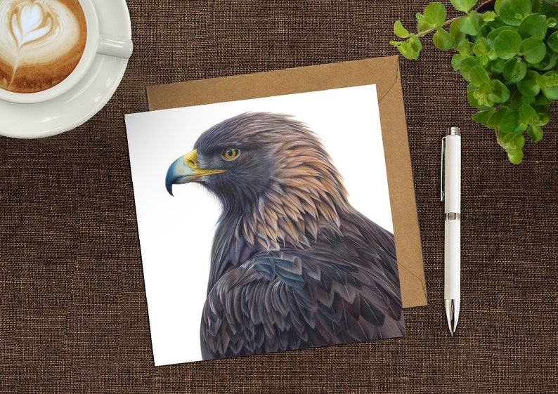 Golden Eagle Bird of Prey Animal Artist Greeting Card Dad Grandad Bird Lover Birthday Card image 2