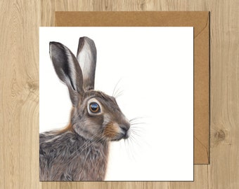 Hare British Wildlife Animal Artist Greeting Card