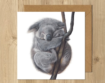 Koala Cute Wildlife Animal Artist Greeting Card