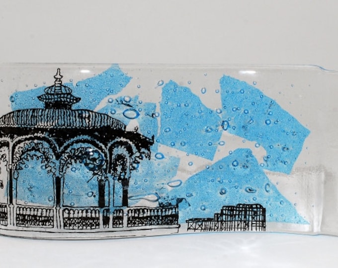 Brighton and Hove Bandstand Glass Ornament, Free-standing glass wave, handmade glass art
