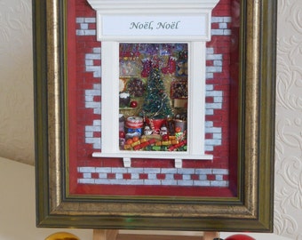 NOEL, NOEL - exquisite and exclusive miniature Christmas shop window in 1/12th scale, perfect gift, framed and ready to hang