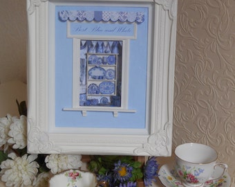 BEST BLUE and WHITE - miniature shabby chic shop window in 1/12th scale