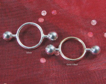Pair of Handmade fake barbell non-pierced nipple rings