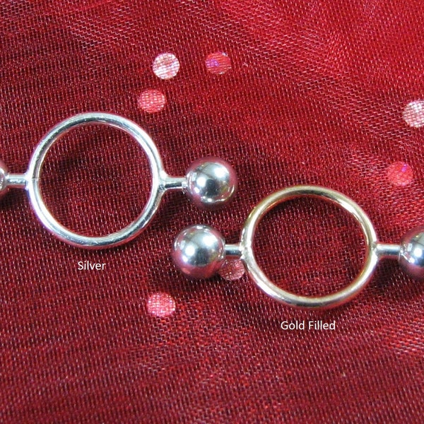 Pair of Handmade fake barbell non-pierced nipple rings