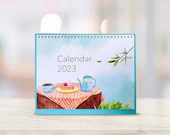 2023 Desk Calendar / Cafe Beverage Illustration Calendar / Christmas gift