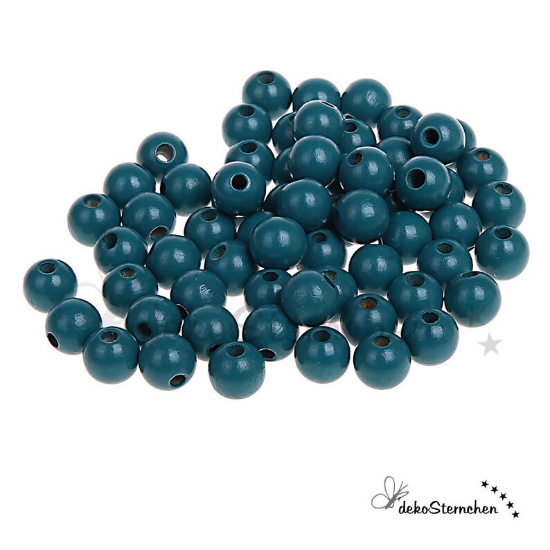50 wooden beads turquoise 10 mm