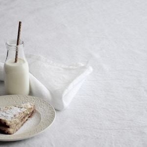 White linen tablecloth- Easter table- decor cloth- classic dining table linens- kitchen tablecloth- rustic wedding table cloth- gift