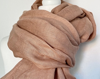 Natural linen scarf- Linen shawl- Linen wrap- Scarf women- Gift for her- Linen accessories- Soft scarf- Summer scarf- Venezia pink color