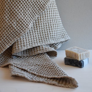 Serviette de bain en lin grande serviette gaufrée de sauna cadeau maison et faveur vivante image 2