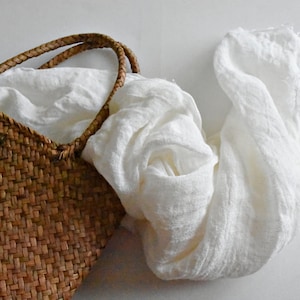 Pure natural linen scarf- all seasons- trending item- gift idea- gauze- milk white linen scarf- women&#39;s scarf- men&#39;s scarf- unisex outfit
