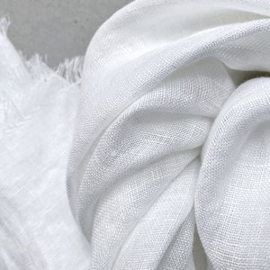 White linen scarf, all seasons, natural linen, lightweight scarf, men/women scarf, trending accessories, gift for friend, fringed scarf image 1