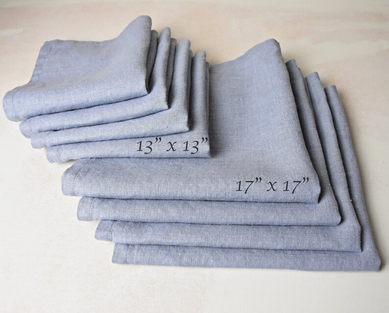 Blue Linen Napkins Set of Napkins Table Serving Napkins Etsy