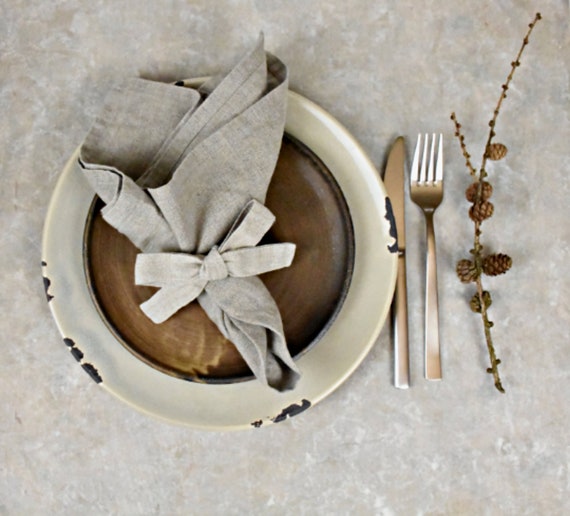 Natural softened linen napkins, Set of 6- size 17"x17", Historical table napkin, Table serving, Rustic weddings, Eco friendly, Handmade