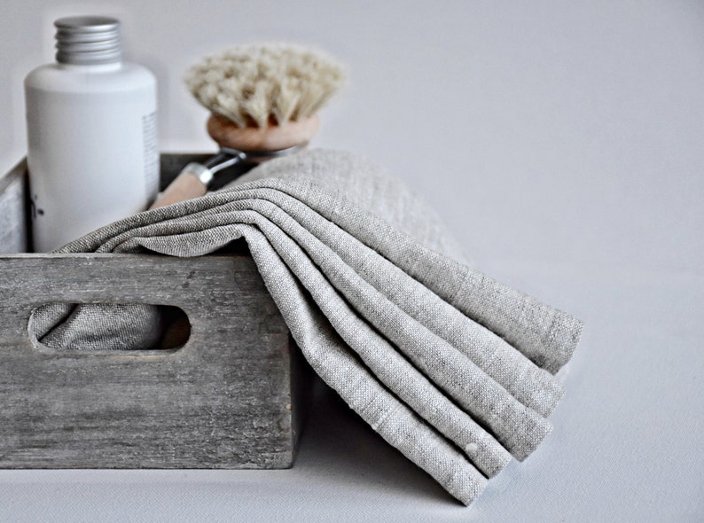 Natural Linen Bathroom Hand Towels Small Set of 5 Plain Etsy