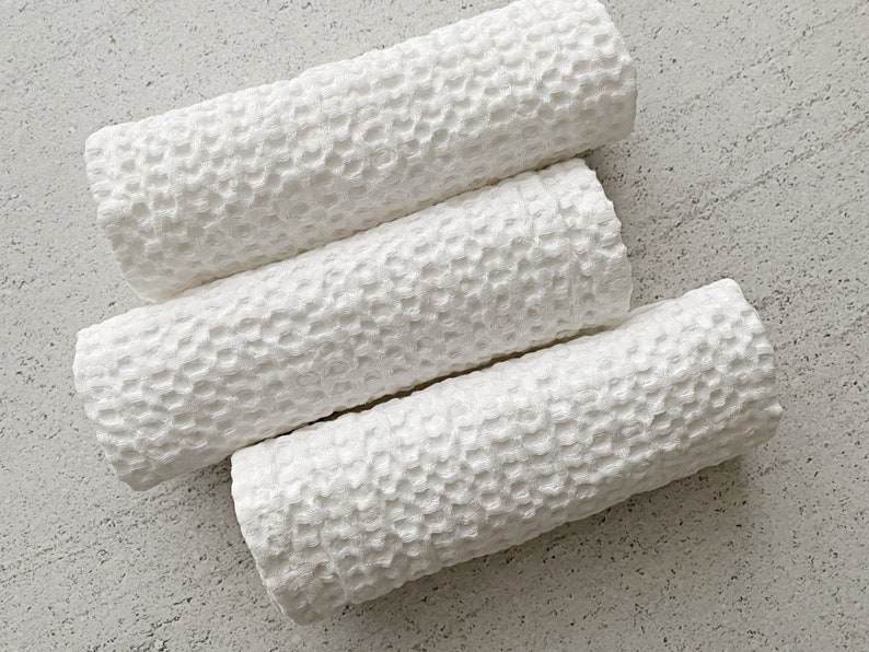 Linen waffle towels set Linen bathroom towel hand towels face linen towels off white linen guest towels spa towels baby towel image 2