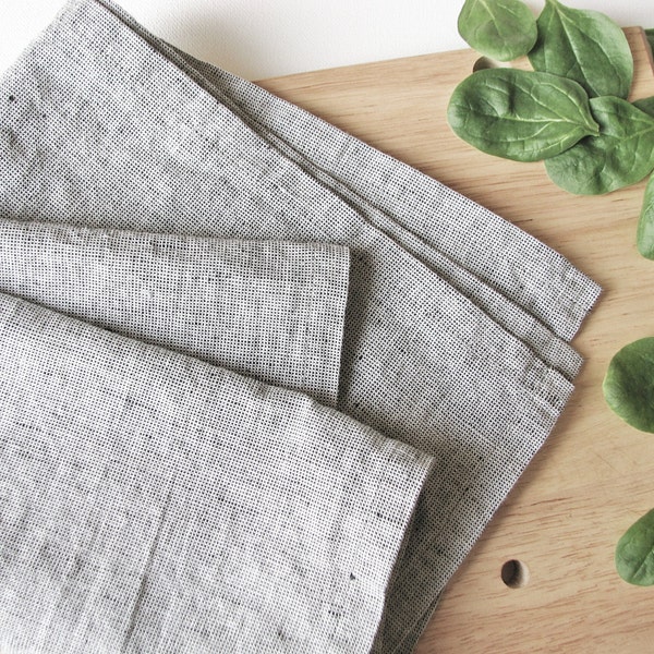 Linen tea towel softened- rustic kitchen towel- light gray towel- dish towel- country style towel- hand towel- kitchen linens- dishcloths