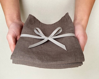 Linen Hand Towels Small- Guest Towels- Set of 5- Bathroom Towels- Linen Face Towels- Brown Linen Cloth- Spa Favor- Sustainable Towels- gift