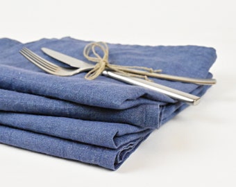 Linen napkins- blue table napkin- set of napkins- softened linen napkins- natural linen napkins- washed linen- custom color- custom quantity