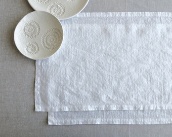 White linen placemat set of 2- plain linen tablemats- dining/ kitchen table serving- washed and soft linen- home and living favor