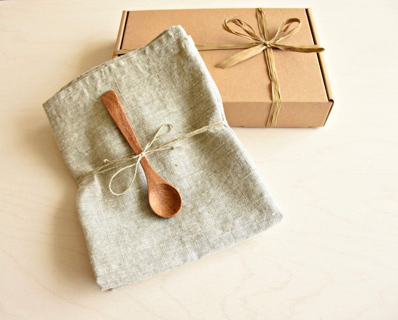 Linen Tea Towels Gift Set of 2 Gift for Her Light Natural Etsy