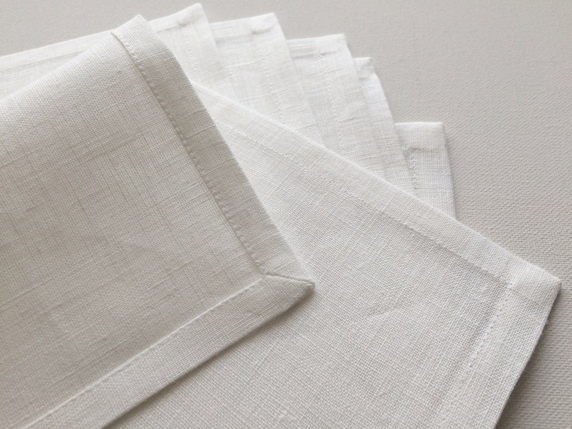 White linen napkins set of 6 celebrations napkins wedding | Etsy