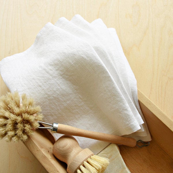 White linen hand towels small- set of small plain linen towels/ washcloths .