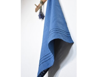 Blauwe linnen handdoek- theedoek-linnen theedoek-gewassen linnen handdoek-zachte handdoek-decoratieve handdoek-natuurlijke keukenhanddoek-handgemaakt cadeau