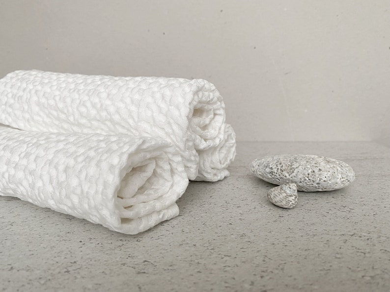 Linen waffle towels set Linen bathroom towel hand towels face linen towels off white linen guest towels spa towels baby towel image 6