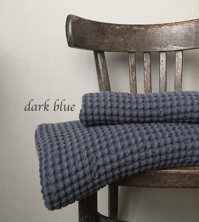 Serviette de bain en lin grande serviette gaufrée de sauna cadeau maison et faveur vivante dark blue