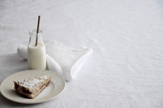 White linen tablecloth- Easter table- decor cloth- classic dining table linens- kitchen tablecloth- rustic wedding table cloth- gift