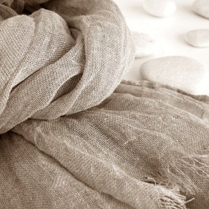 Large linen scarf for men or women- accessories - unisex- gift- natural linen colour- eco friendly