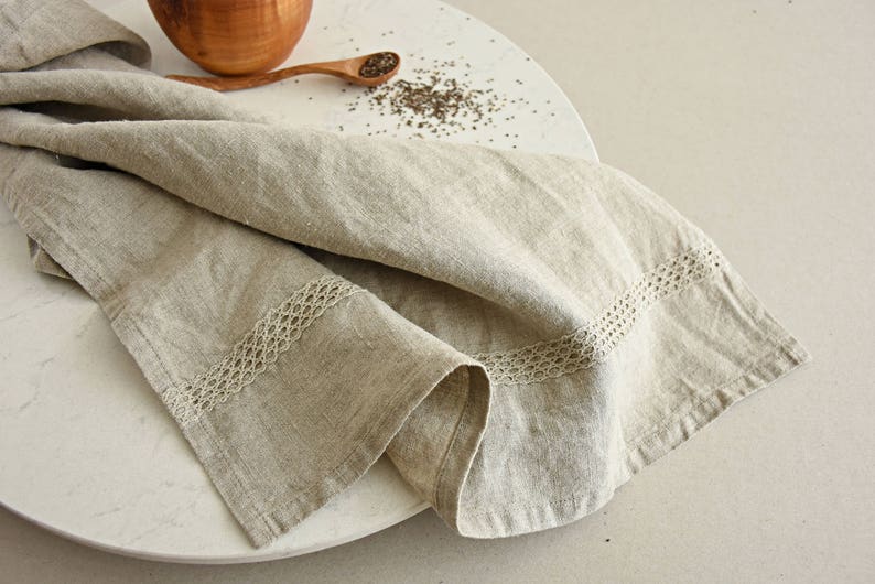Linen hand towel decorative rustic kitchen linens linen cloth tea towel dishcloth country style towel handmade gift kitchen towels image 5