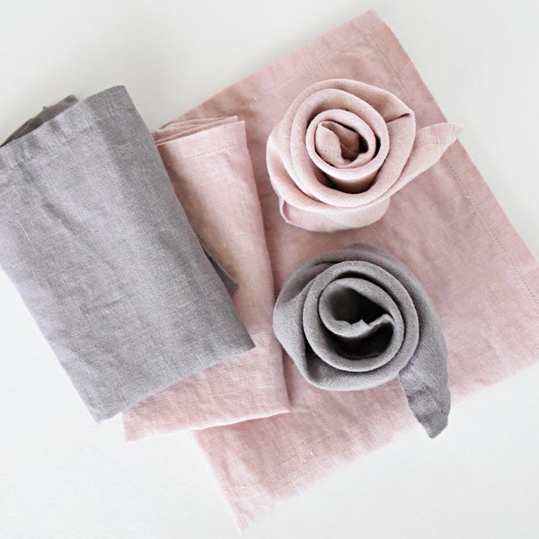 Linen napkins- custom linen napkins- natural linen napkin- washed linen napkins- dusty lilac napkin- table napkins- table linen- napkins set